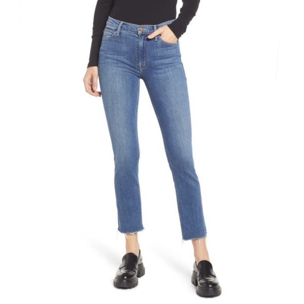 MOTHER The Dazzler Mid Rise Ankle Fray Jeans in This Time Next Year Size 24‎